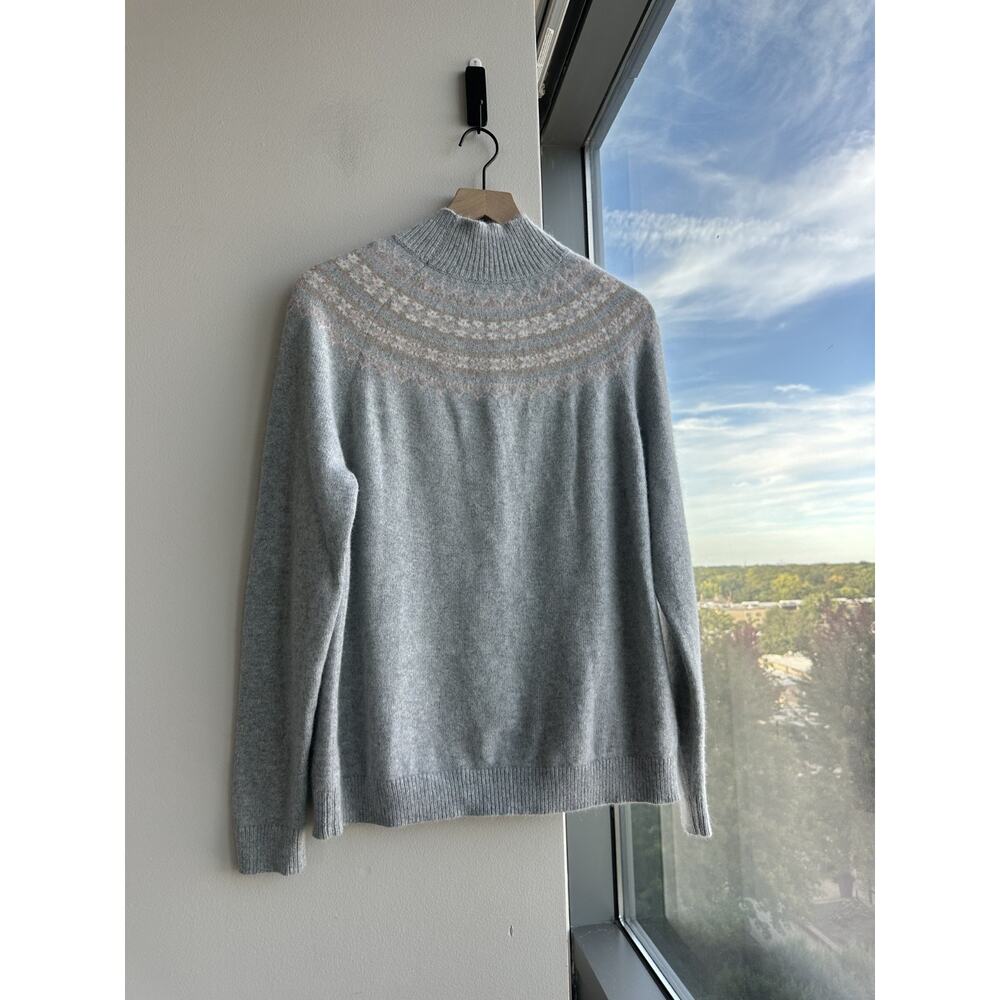 J.McLaughlin Fair Isle Sweater Angora Blend Gray Sweater Sz M - Picture 2 of 7